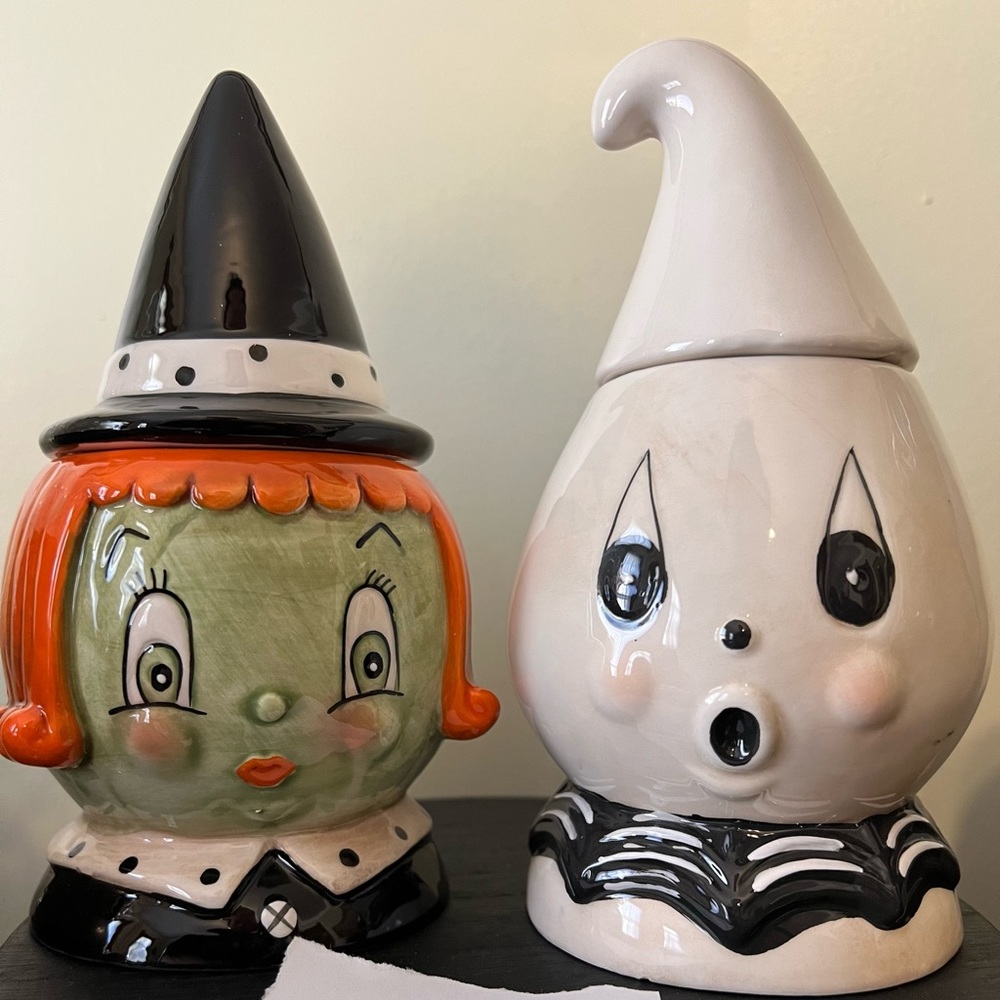 Johanna Parker witch and ghost candy jar set